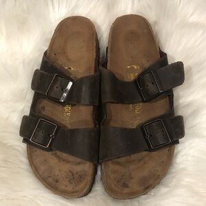 Birkenstock Brown Suede Footbed Sandal
